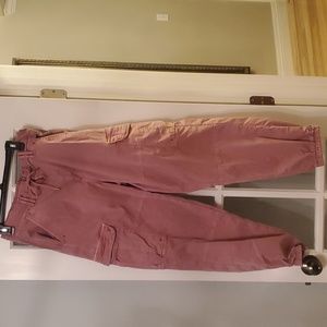 American Eagle distressed pink cargo pants size 12